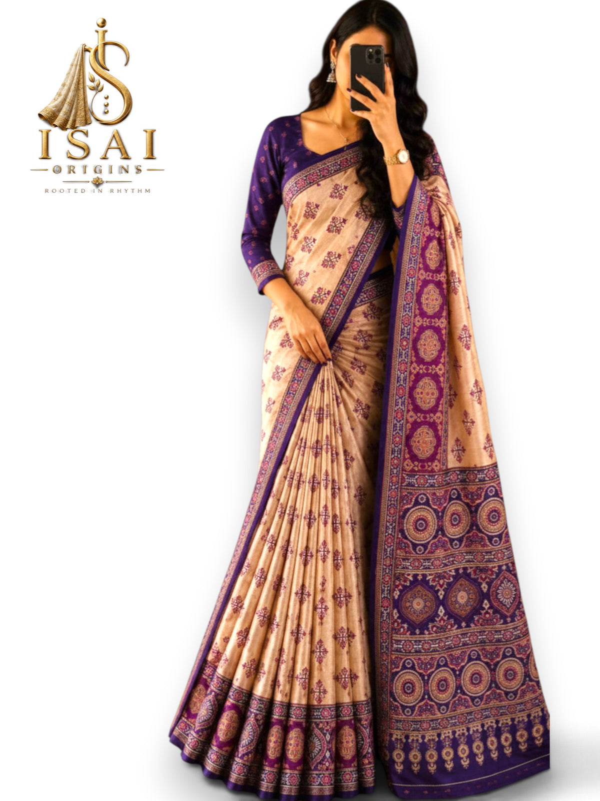 VARNAM - The Heavy Dull Massh Jacquard Border Kalakari Print Saree