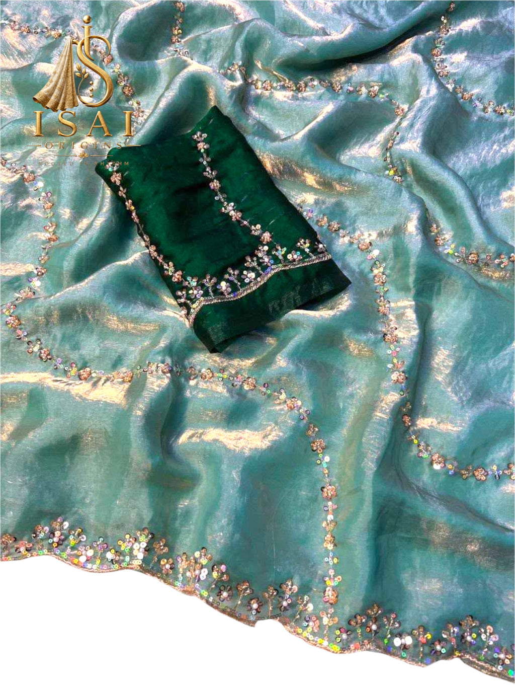 SIDDHI - The Crushed Organza Sequin Satin Designer Saree