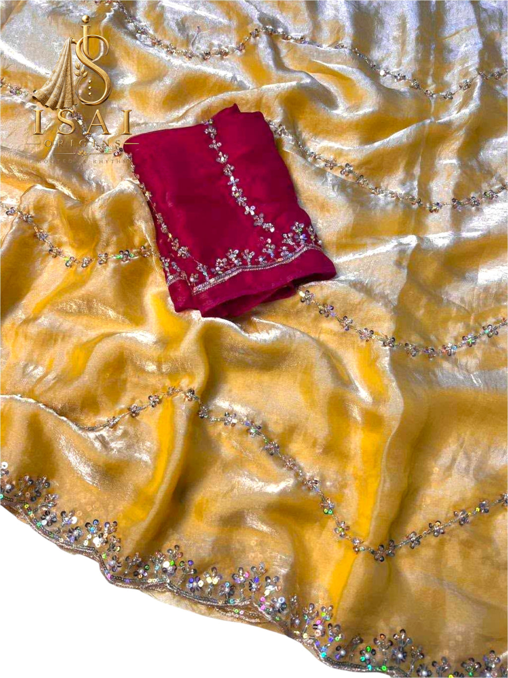 SIDDHI - The Crushed Organza Sequin Satin Designer Saree