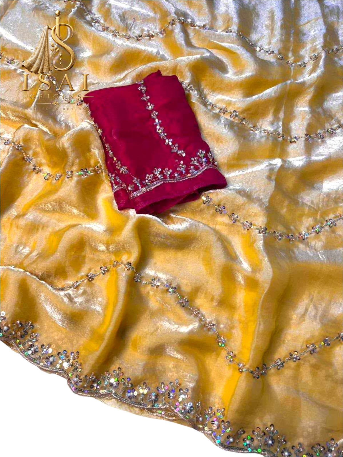 SIDDHI - The Crushed Organza Sequin Satin Designer Saree