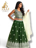 ROJA - Emerald Green & Silver Embroidered Lehenga Set - Kids & Adults (32-40)
