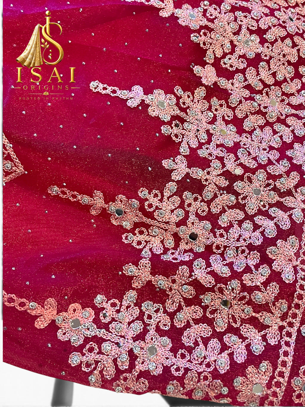 ROJA - Ruby Red  & Rose Gold Embroidered Lehenga Set- Kids & Adults (32-40)