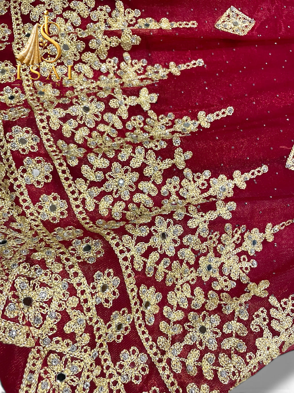 ROJA - Ruby Red & Champagne Gold Embroidered Lehenga Set - Kids & Adults (32-40)