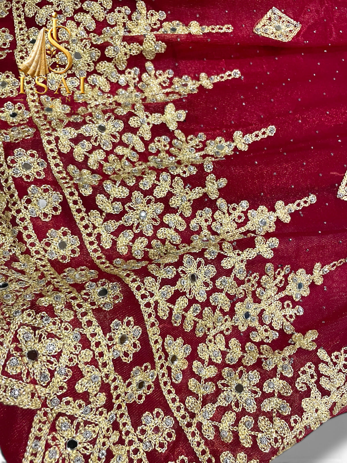 ROJA - Ruby Red & Champagne Gold Embroidered Lehenga Set - Kids & Adults (32-40)