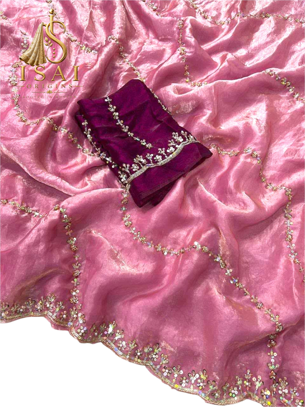 SIDDHI - The Crushed Organza Sequin Satin Designer Saree