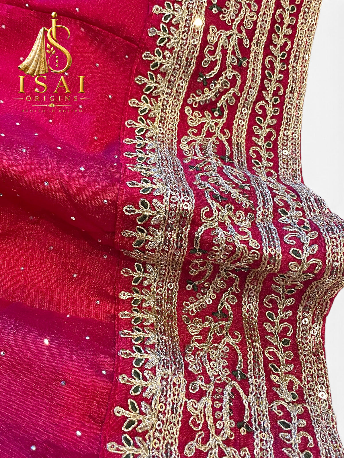 VAANATHI - Ruby Red Embroidered Anarkali Set with Teal Dupatta - Adults 36|38|40