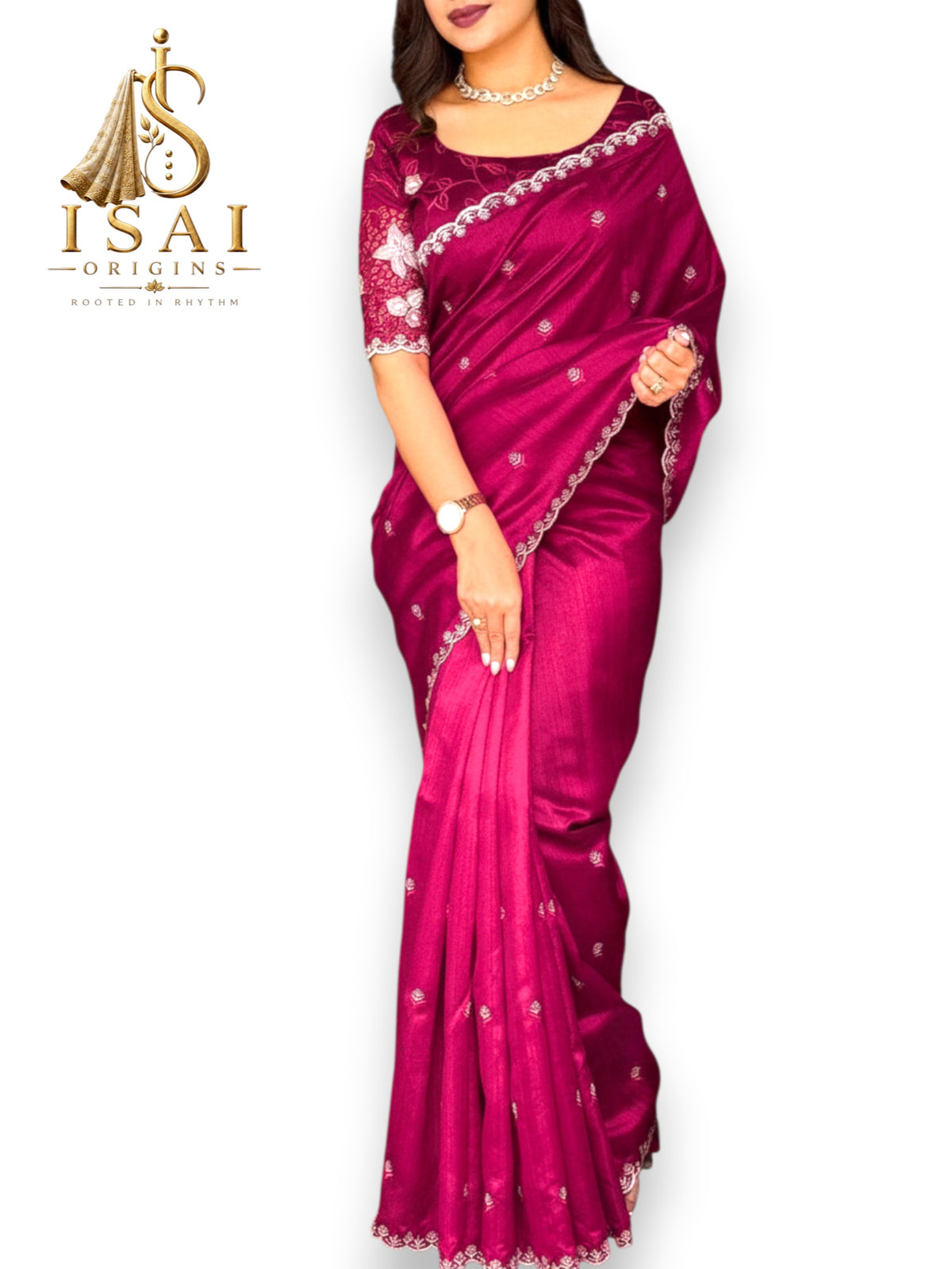 KAVYA - The Tussar Cotton Threadwork Cutwork Saree