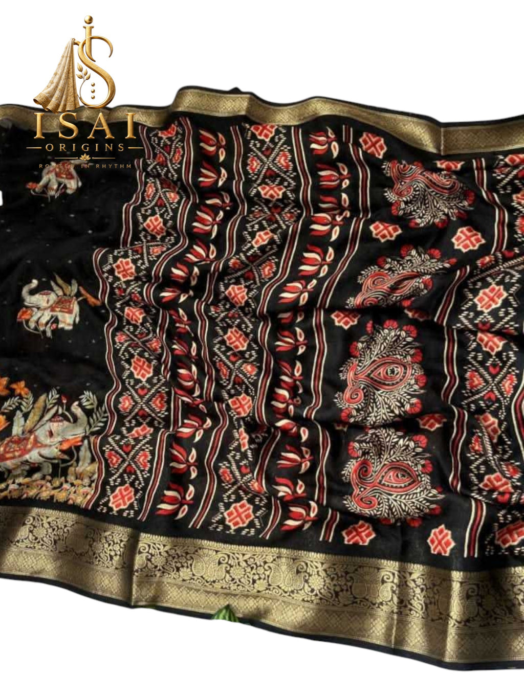 POONKODI - The Benarasi Georgette Floral Print Saree with Weaving Border