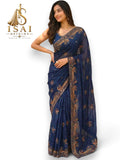 VAANAVIL - The Light Weighted Chiffon Satin Patta Multi Embroidery Saree