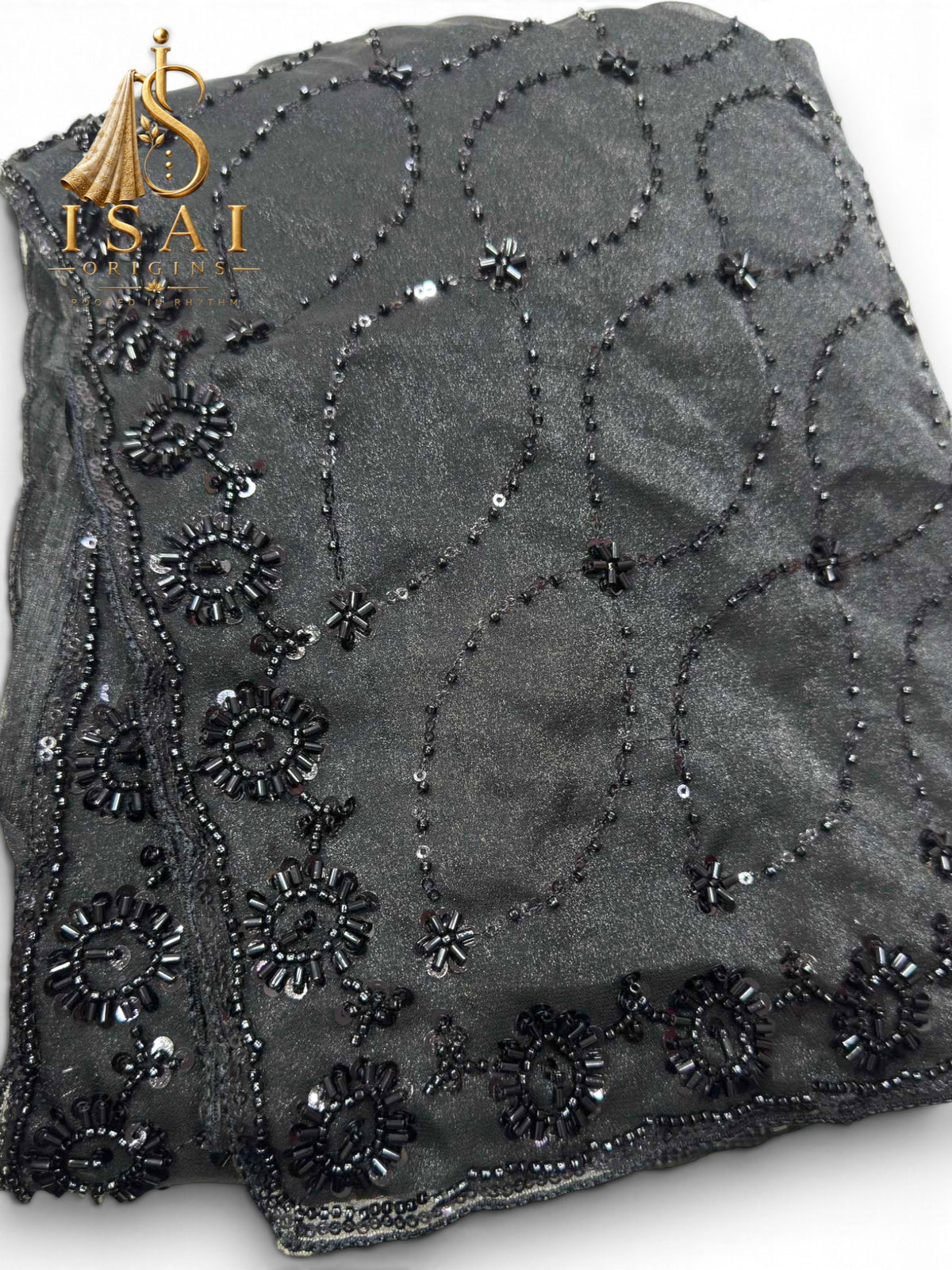MUTHUVIZHI - The Nc Moss Ton To Ton Beads Sequence Pearl Saree