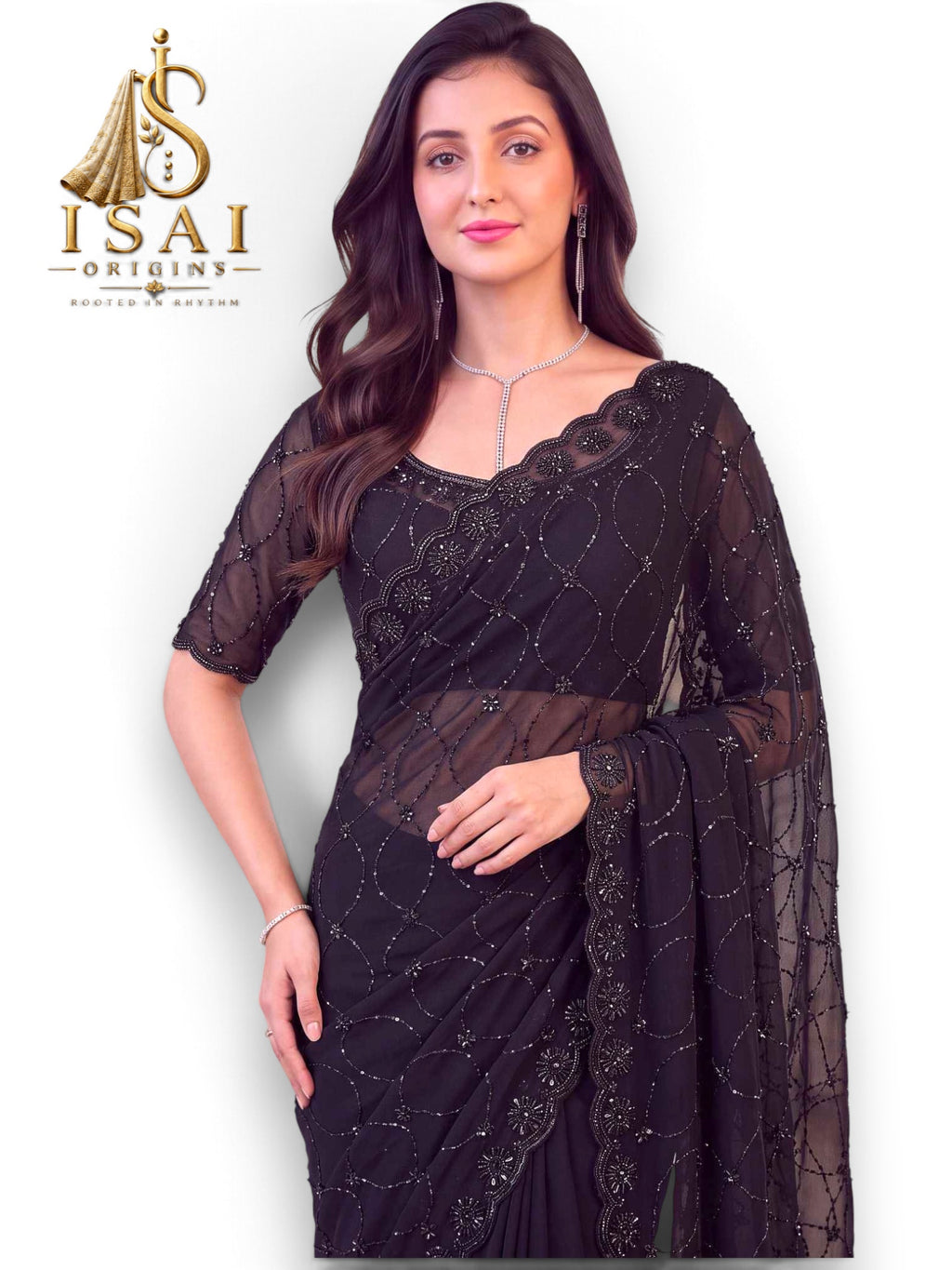 MUTHUVIZHI - The Nc Moss Ton To Ton Beads Sequence Pearl Saree