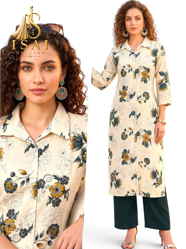 RAAGINI | The Morning Vintage Garden Co-ord Set (Cream)