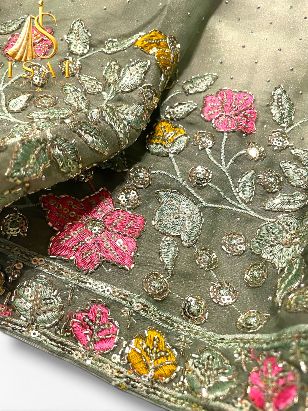 MAYURI – Sage Green & Ivory Floral Lehenga Set