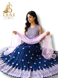 ROJA - Midnight Blue & Lavender Embroidered Lehenga Set- Kids & Adults (32-40)