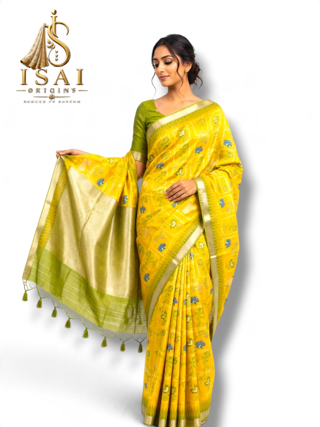 AALAYAM - The Soft Khadi Raw Silk Temple Border Pichwai Saree with Golden Zari Pallu