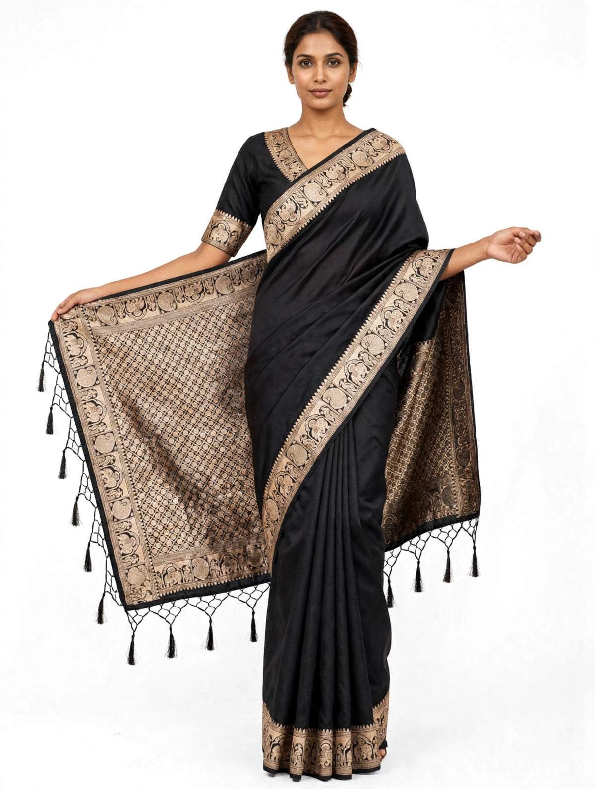OLI - The Soft Banarasi Raw Silk Golden Zari Saree