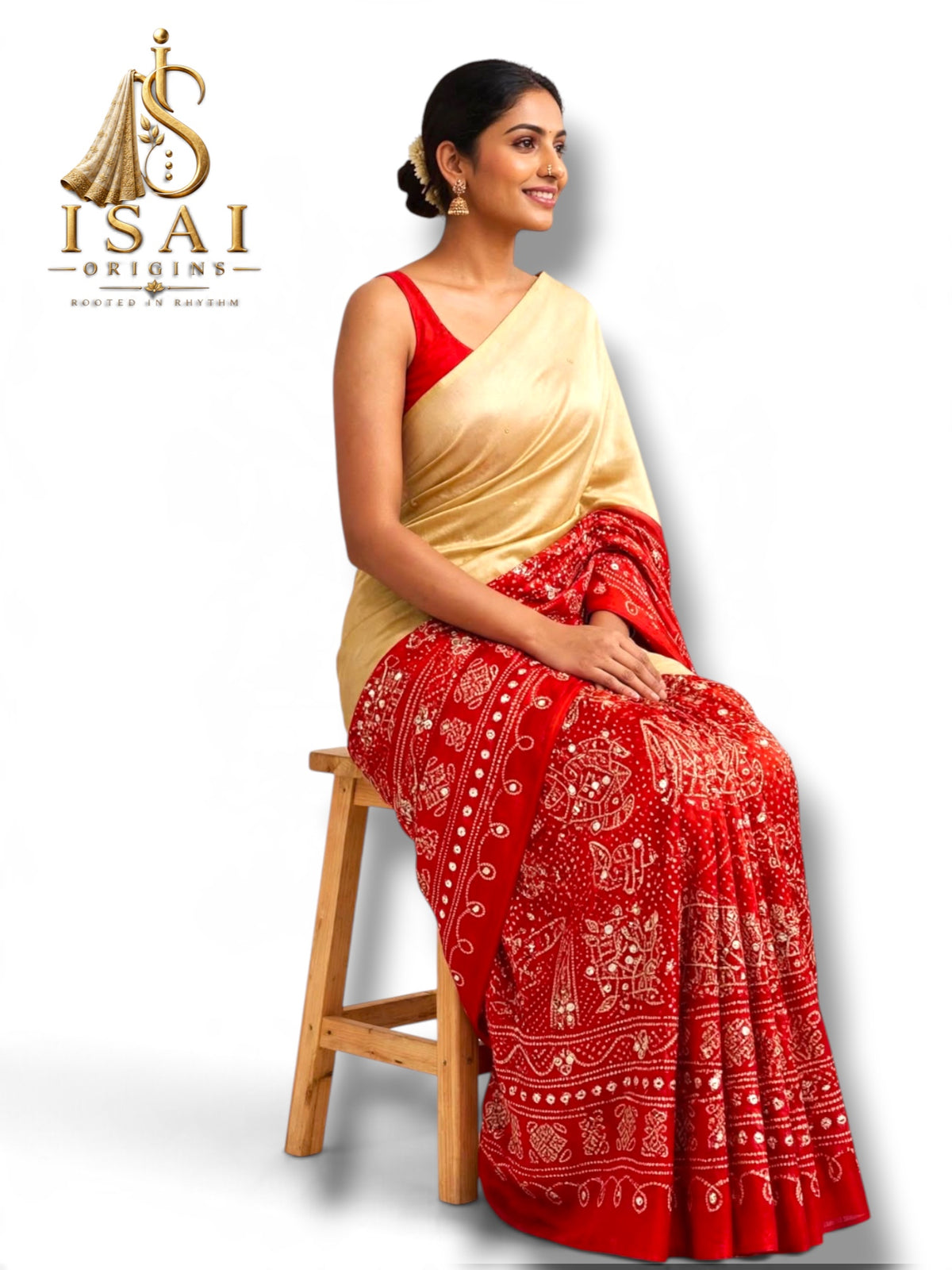 YAZHINI - The Gajji Silk Heavy Mirror-Work Saree