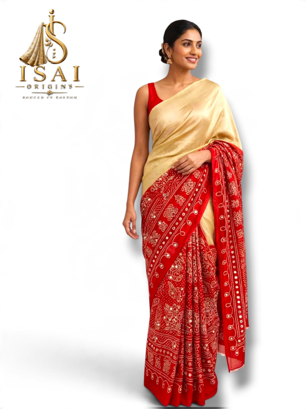 YAZHINI - The Gajji Silk Heavy Mirror-Work Saree