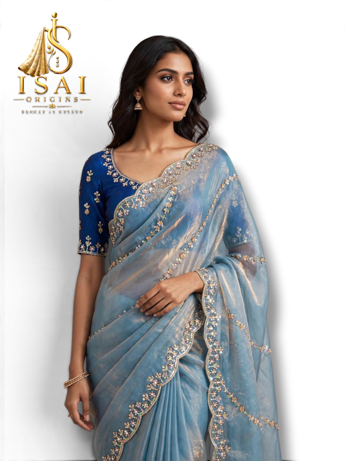 SIDDHI - The Crushed Organza Sequin Satin Designer Saree