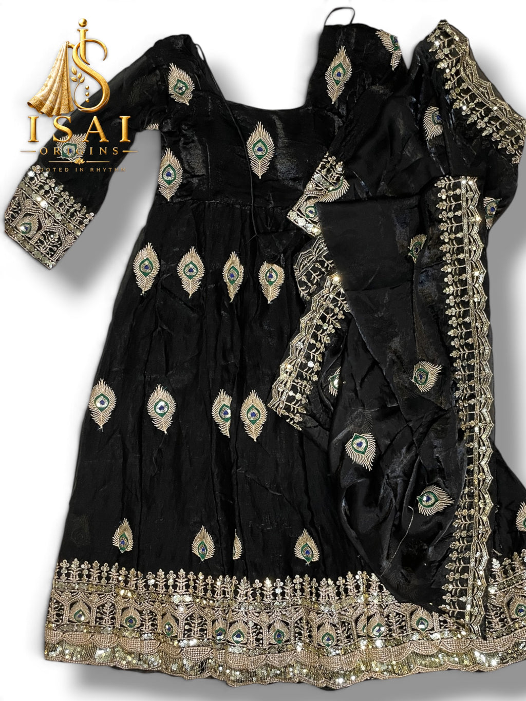 NIZHAL - The Black Mor Pankh Peacock Feather Heritage Anarkali Salwar Set