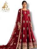 SENGAL - The Ruby Red Mor Pankh Peacock Feather Heritage Anarkali Salwar Set