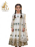 VELLAI White - MAYIL Mor Pankh Peacock Feather Heritage Anarkali Salwar Set