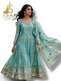 MEGHA - The Aqua Mint Mor Pankh Peacock Feather Heritage Anarkali Salwar Set