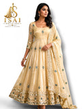 PONNI - The Beige Gold Mor Pankh Peacock Feather Heritage Anarkali Salwar Set