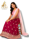 ROJA - Ruby Red  & Rose Gold Embroidered Lehenga Set- Kids & Adults (32-40)