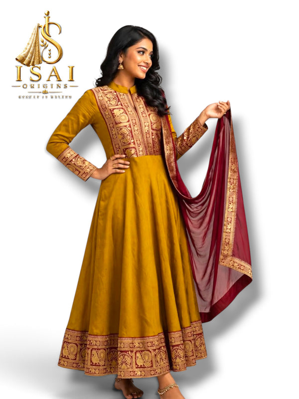 ISAIOLI - The Vichitra Silk Jacquard Zari Gown with Georgette Dupatta