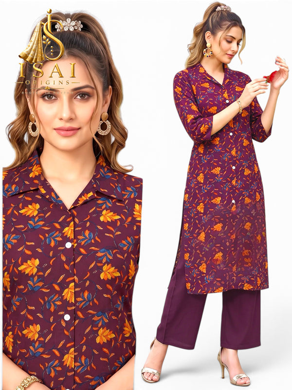 SWARA | The Autumn Vintage Garden Co-ord Set (Plum)