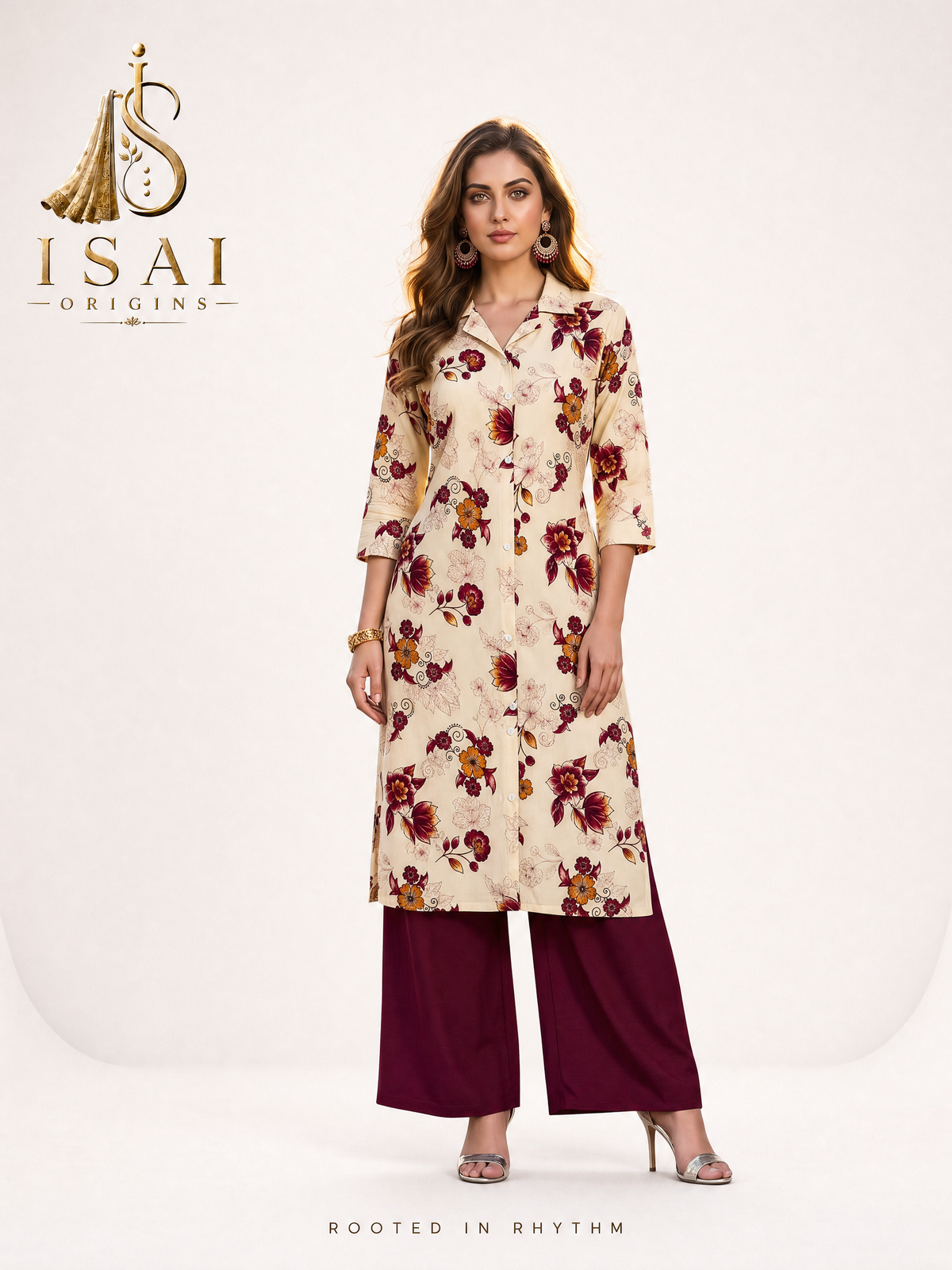 RAAGINI | The Cream Heritage Garden Co-ord Set