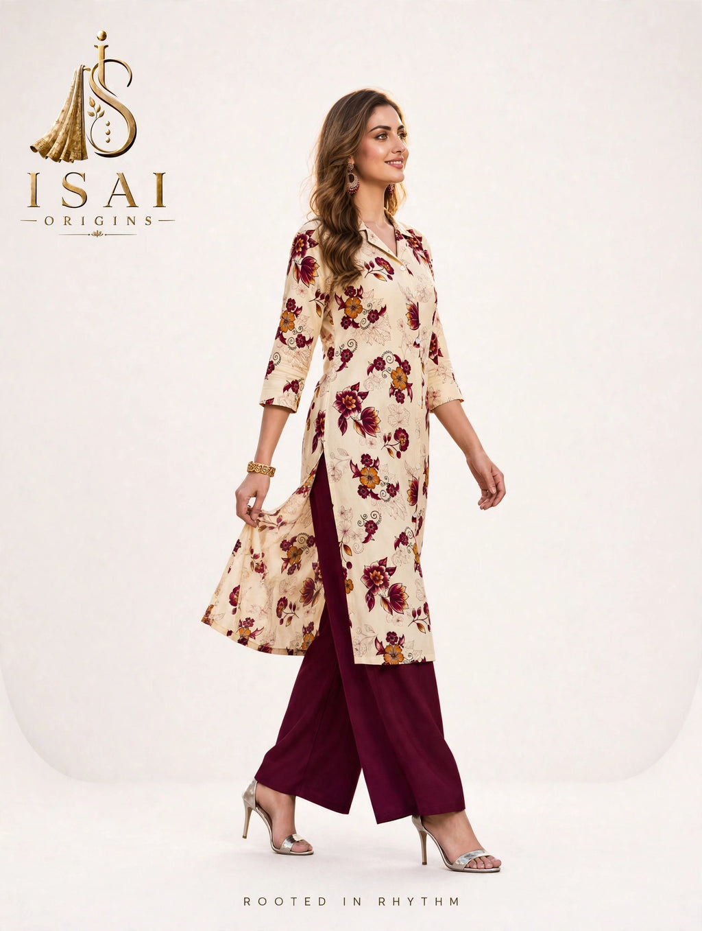 RAAGINI | The Cream Heritage Garden Co-ord Set