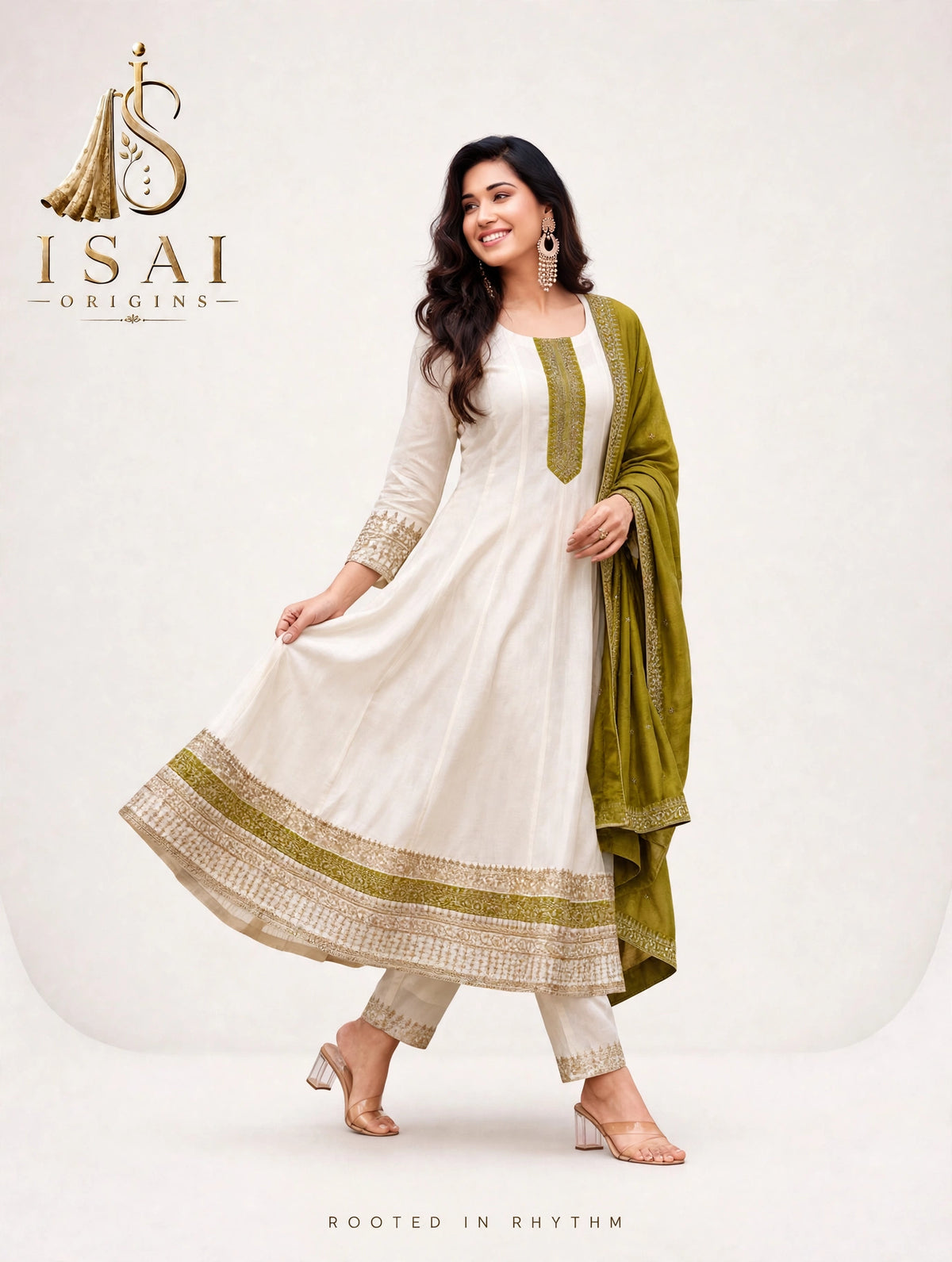 SAANVI - The Ivory Heritage Anarkali Set - Adults (M-XXL)