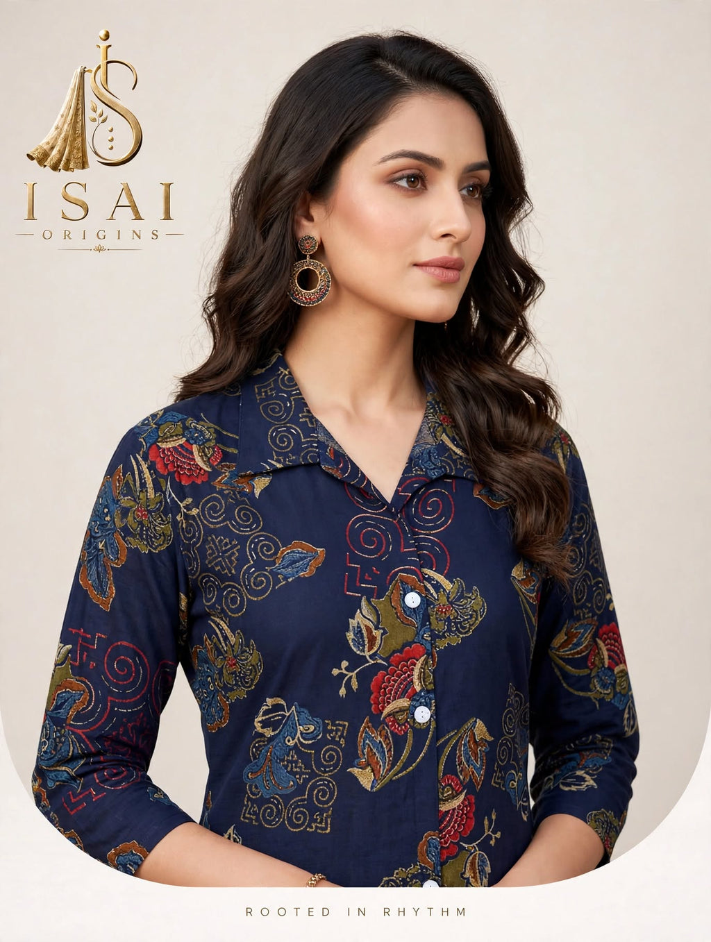 RAAGINI | The Midnight Vintage Garden Co-ord Set (Navy Blue)