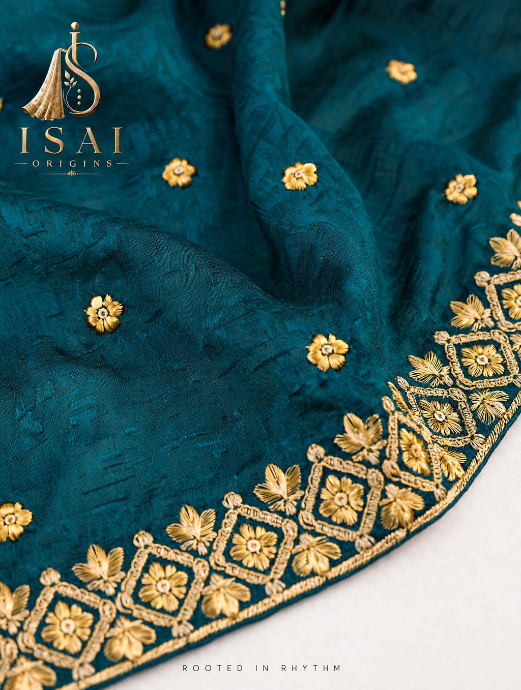 YAZH - The Mustard & Deep Teal Heritage Anarkali Suit Set - Adults (M-XXL)